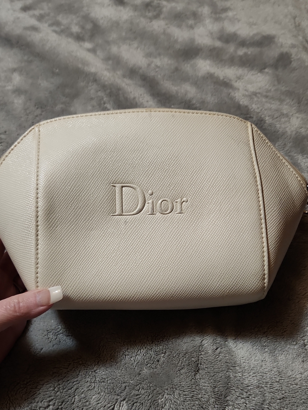 Dior Ivory Embossed Logo Cosmetic Pouch
